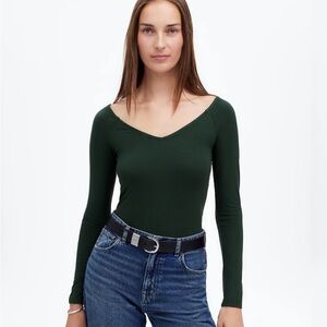 Madewell Jersey V-Neck Long-Sleeve Top! XL